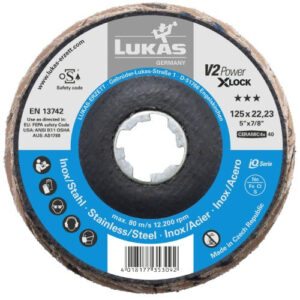 Tarcza listkowa V2 POWER Ø 125 mm z ziarnem ceramicznym 40 | do szlifierki kątowej X‑Lock | płaska