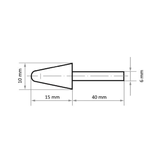 Głowica filcowa P3KE kulista (ball nosed) 10×15 mm, trzpień 6 mm, filc do past polerskich - obrazek 4