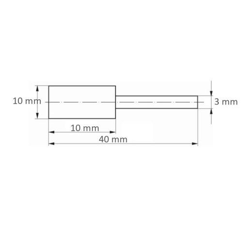 P6ZY cylindryczny trzpieniowy gumowy punkt drobny 10×10 mm trzonek 3 mm węglik krzemu ziarnistość 240 - obrazek 5