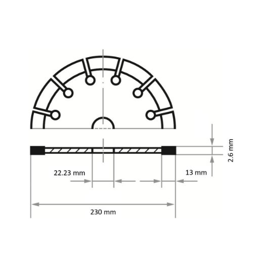 Tarcza diamentowa tnąca LD Multi S13 do betonu/materiałów betonowych Ø 230 mm do szlifierki kątowej - obrazek 4