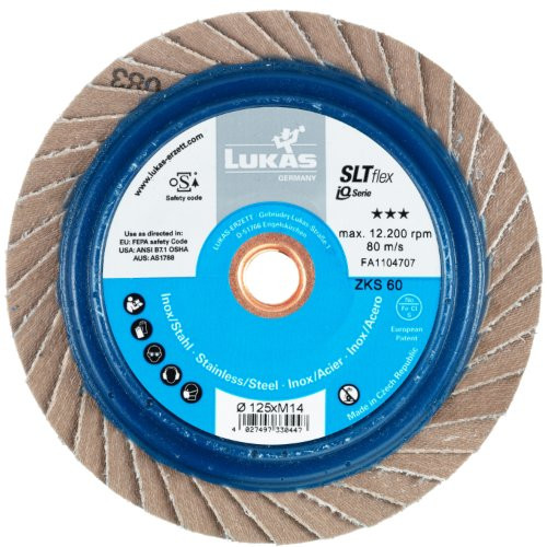 Tarcza listkowa uniwersalna SLTflex Ø 125 mm ziarnistość 60 specjalny tlenk cyrkonu i glinu | płaska