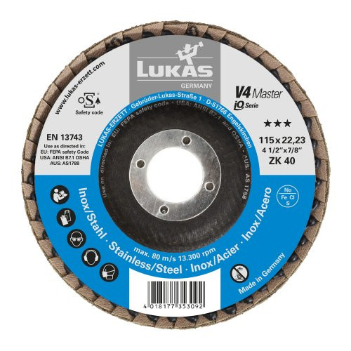 Tarcza listkowa V4 MASTER uniwersalna Ø 115 mm cyrkonkorund ziarnistość 40 skośna