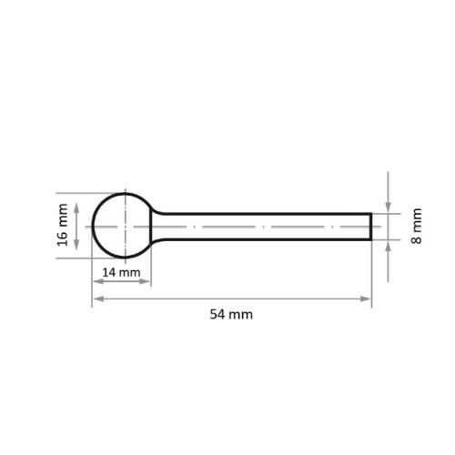 Głowica walcowo‑kulista HFD do stali nierdzewnej/stali 16×14 mm trzonek 8 mm | cięcie 3 - obrazek 3