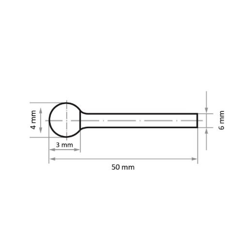 Frezy kuliste HFD do materiałów twardych 4×3 mm trzonek 6 mm | nacięcie 4 - obrazek 3