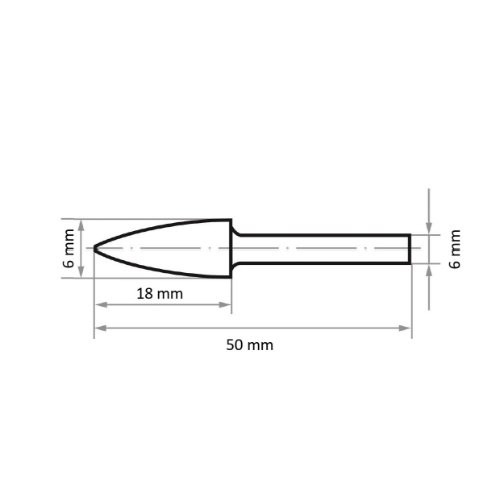 HFG stożkowy frez trzpieniowy do stali nierdzewnej/stali 6×18 mm trzpień 6 mm | cut 3 - obrazek 3