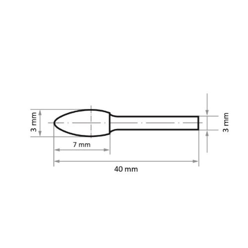Głowica HFH w kształcie płomienia do stali nierdzewnej/stali trzpień 3×7 mm 3 mm | cięcie 5 - obrazek 3