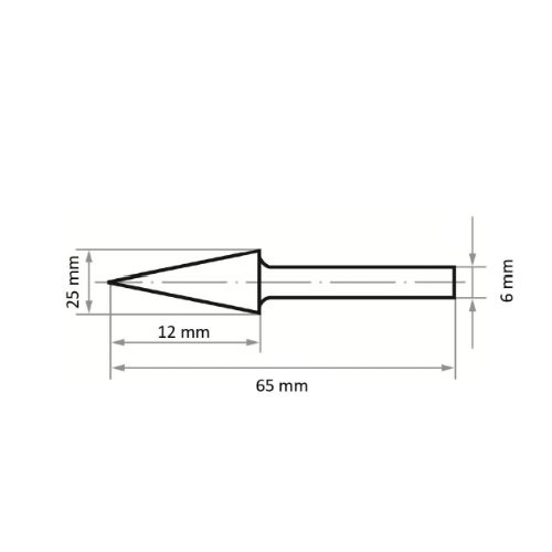 Głowica HFM stożkowa do stali nierdzewnej/stali trzpień 12×25 mm 6 mm | cięcie 3 - obrazek 3