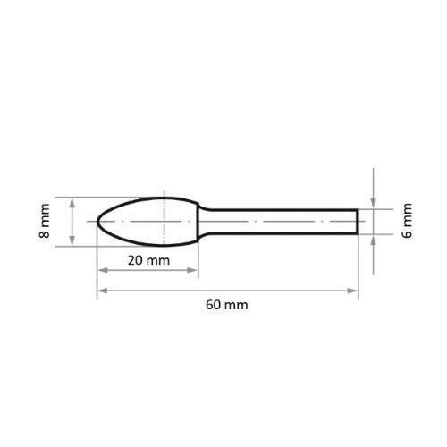 Frezy HSS MFH w kształcie płomienia do stali nierdzewnej/stali 8×20 mm trzonek 6 mm | nacięcie 3 - obrazek 3