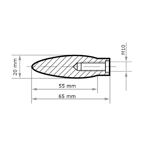 Grot HSS MFH w kształcie płomienia do stali nierdzewnej/stali 20×55 mm z gwintem wewnętrznym M10 | ostrze 1 - obrazek 4