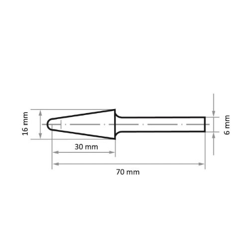 Frezy stożkowe z kulistym noskiem HSS MFL do stali nierdzewnej/stali 16×30 mm trzon 6 mm | skrawanie 5 - obrazek 3