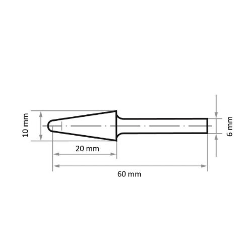 Głowica frezowa kulisto-stożkowa HSS do materiałów odlewanych/drewna 10×20 mm trzonek 6 mm | nacięcie 2 - obrazek 3
