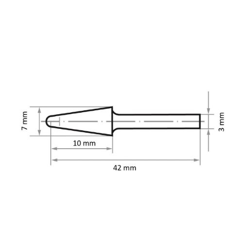 Grotowy frez kulisty stożkowy HSS MF do stali nierdzewnej/stali 7×10 mm trzonek 3 mm | nacięcie 5 - obrazek 3