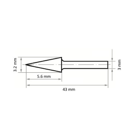 Grotowy miniaturowy frez HSS MF stożkowy do stali nierdzewnej/stali 3,2×5,6 mm trzpień 3 mm | skrawanie 5 - obrazek 4
