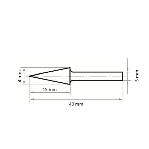 HFM uniwersalny stożkowy grotowy miniaturowy frez 15×4 mm trzonek 3 mm - obrazek 3