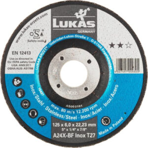 Tarcza szlifierska T27 do stali nierdzewnej 125×6 mm wygięta | do szlifierki kątowej | A24X-BF