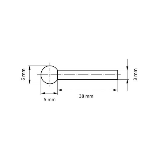 Głowica filcowa P3KU kulista mocowana 6×5 mm trzpień 3 mm do past polerskich - obrazek 4