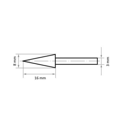 B53 stożkowy kamień trzpieniowy do stali/żeliwa 8×16 mm - obrazek 4
