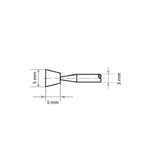 D11 stożkowy kamień montowany do stali/żeliwa trzpień 5×5 mm 3 mm | tlenek glinu różowy ziarno 80 - obrazek 3