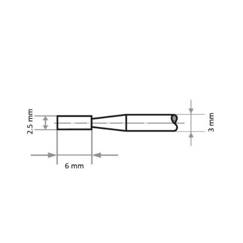 D22 punkt montowany cylindryczny do stali/żeliwa trzonek 2.5×6 mm | tlenek glinu różowy ziarnistość 100 - obrazek 3