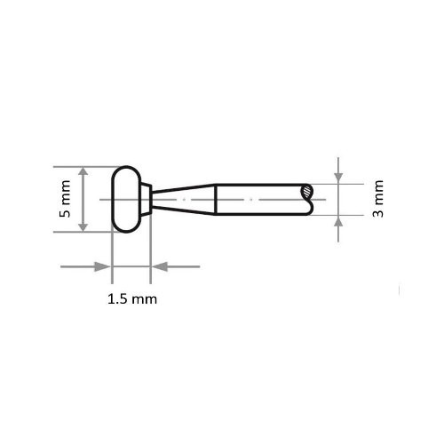 D25 specjalny kształt trzpień montowany do stali/żeliwa 5×1,5 mm trzonek 3 mm | tlenek glinu różowy ziarnistość 100 - obrazek 4