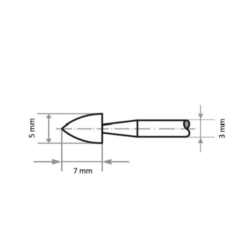 D32 stożkowa nasadka do drzewa montowana na trzpieniu do stali/żeliwa 5×7 mm trzonek 3 mm | tlenek glinu (Al2O3) ziarno 100 - obrazek 4