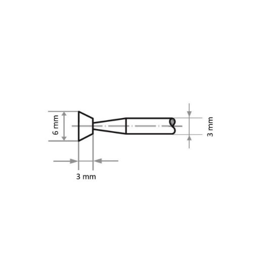 Głowica ścierna D8 stożkowa do stali/żeliwa 2,5/6 mm x 3 mm trzon 3 mm | tlenek glinu różowy ziarnistość 100 - obrazek 3