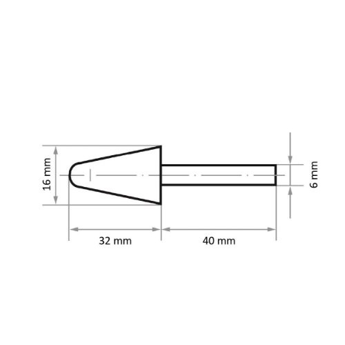 Głowica kulista KE z łbem półokrągłym do stali/żeliwa 16×32 mm trzpień 6 mm | ziarnistość 36 - obrazek 3