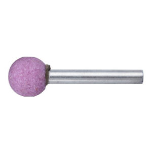 Głowica ścierna kulista KU do stali/żeliwa trzpień 10×10 mm 3 mm | tlenek glinu różowy ziarnistość 60