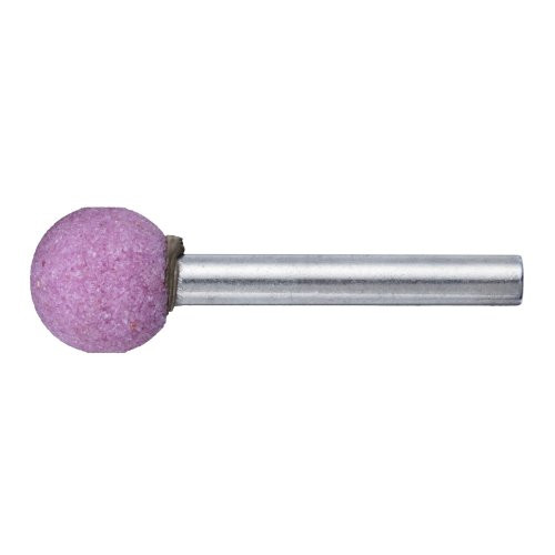 Głowica ścierna kulista KU do stali/żeliwa trzpień 10×10 mm 3 mm | tlenek glinu różowy ziarnistość 60