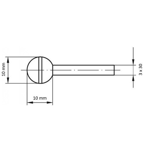 Głowica ścierna kulista KU do stali/żeliwa trzpień 10×10 mm 3 mm | tlenek glinu różowy ziarnistość 60 - obrazek 5