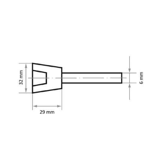 Głowica stożkowa TO, trzpień 6 mm, 32×29 mm | tlenek glinu różowy, ziarnistość 60 - obrazek 3