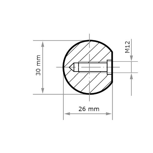 Głowica kulista HSS MFD do stali nierdzewnej/stali 30×26 mm z gwintem wewnętrznym M12 | cięcie 3 - obrazek 4