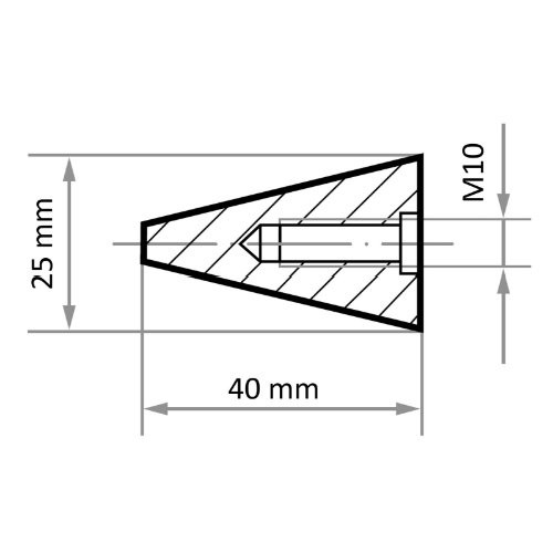 Głowica frezowa stożkowa HSS MFM do stali nierdzewnej/stali 25×40 mm z gwintem wewnętrznym M10 | ostrze 3 - obrazek 4