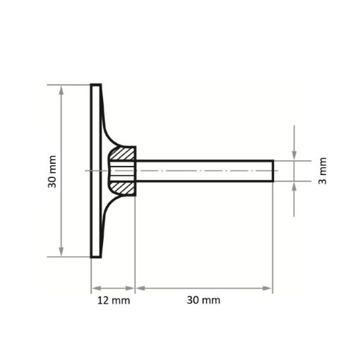Uchwyt GTK do tarcz ściernych Ø 30 mm trzpień 3 mm - obrazek 4
