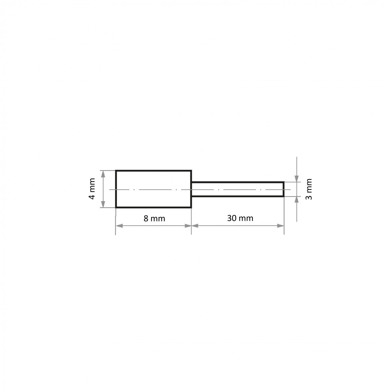 Grot cylindryczny P2ZY 4×8 mm ziarnistość 280 | trzpień 3 mm - obrazek 4