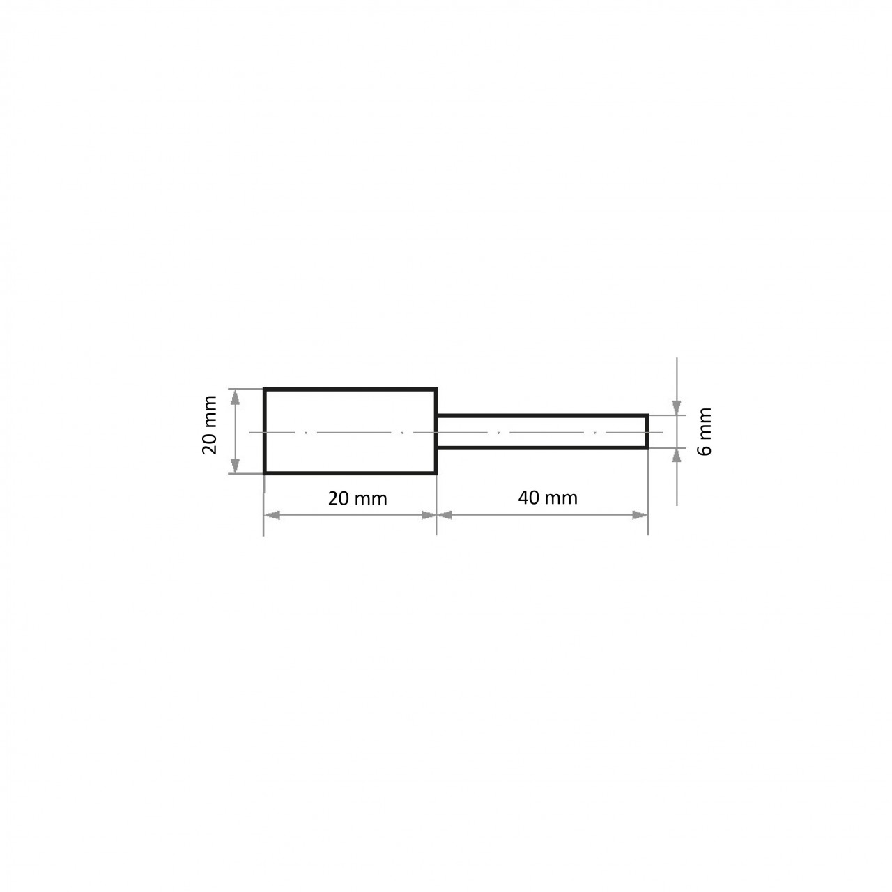 Grot cylindryczny P2ZY 20×20 mm ziarno 46 | trzpień 6 mm - obrazek 4