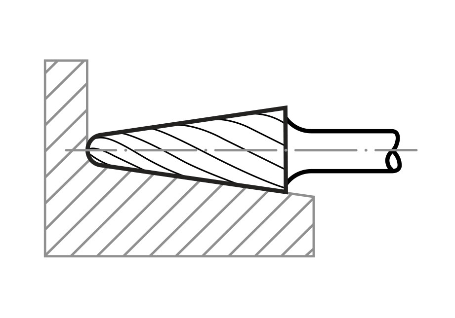 Grot kulisty stożkowy HFL do stali nierdzewnej/stali 12×30 mm trzpień 6 mm | cięcie 5 - obrazek 4