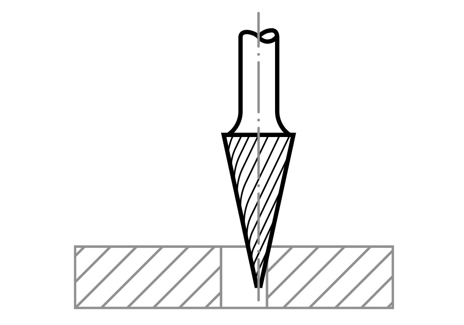 Grotowy frez HFM uniwersalny stożkowy 12×25 mm trzonek 1/4" - obrazek 5
