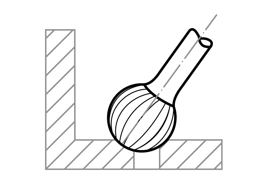 Grot sferyczny HSS MFD do stali nierdzewnej/stali 3×3 mm trzonek 6 mm | cięcie 3 - obrazek 4